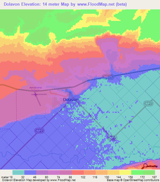 Dolavon,Argentina Elevation Map