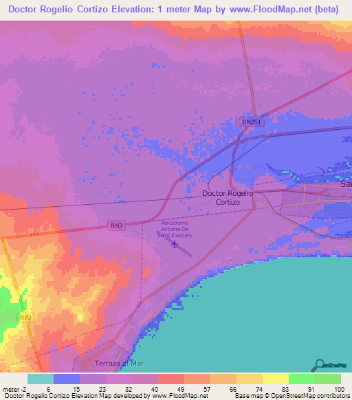 Doctor Rogelio Cortizo,Argentina Elevation Map