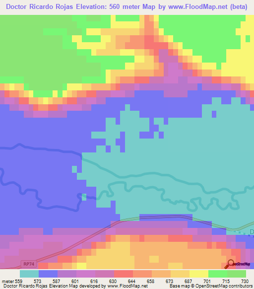 Doctor Ricardo Rojas,Argentina Elevation Map