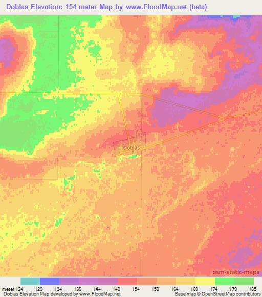 Doblas,Argentina Elevation Map