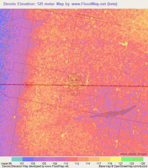 Devoto,Argentina Elevation Map