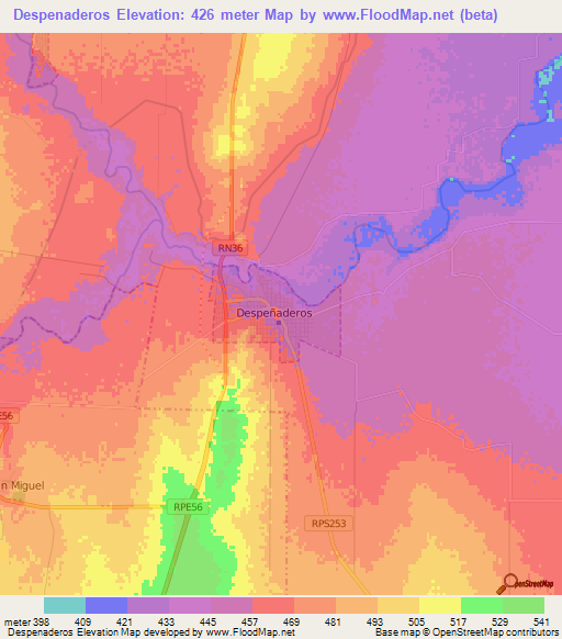 Despenaderos,Argentina Elevation Map