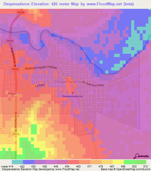 Despenaderos,Argentina Elevation Map