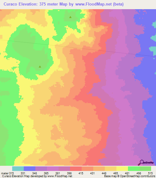 Curaco,Argentina Elevation Map