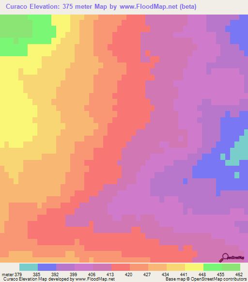 Curaco,Argentina Elevation Map