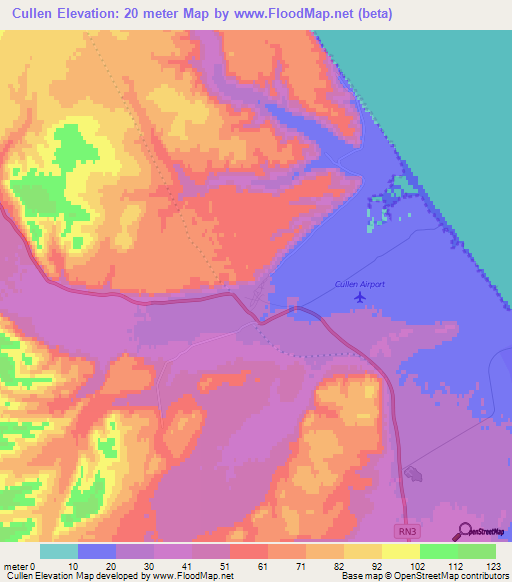 Cullen,Argentina Elevation Map