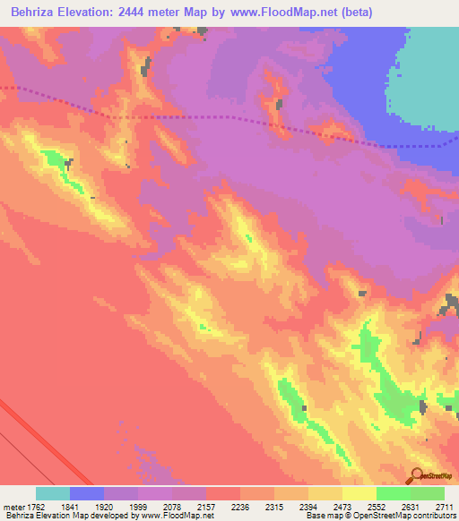 Behriza,Iran Elevation Map