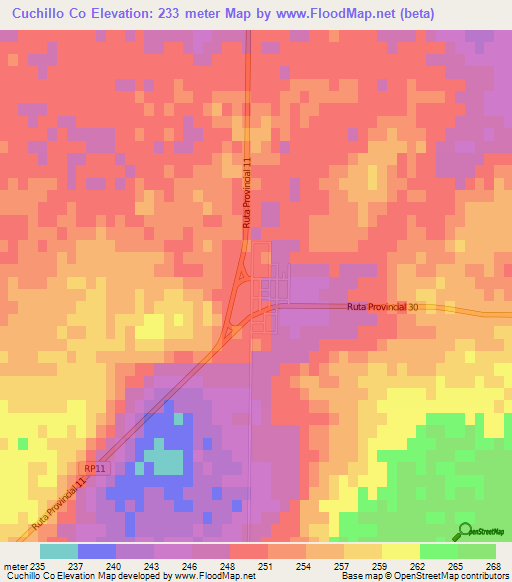 Cuchillo Co,Argentina Elevation Map