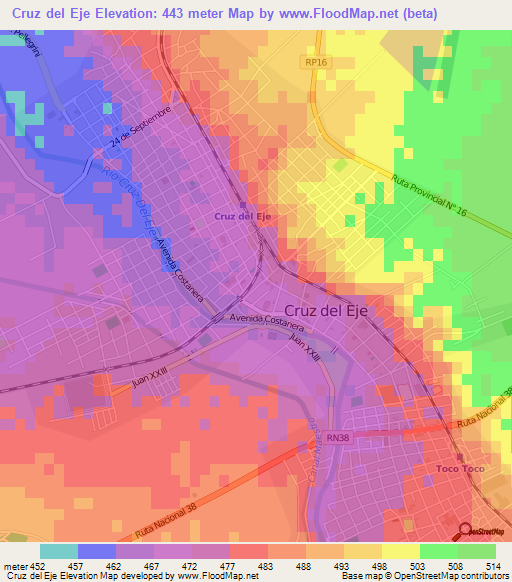 Cruz del Eje,Argentina Elevation Map