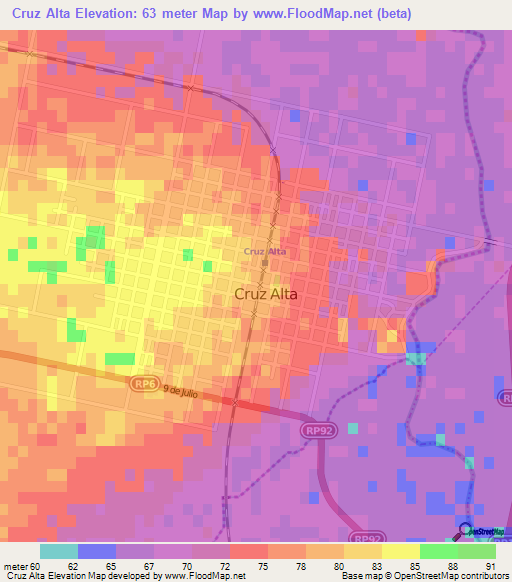 Cruz Alta,Argentina Elevation Map