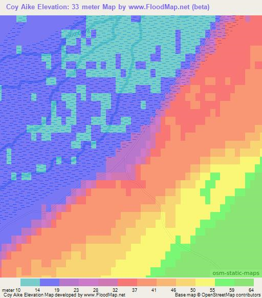 Coy Aike,Argentina Elevation Map