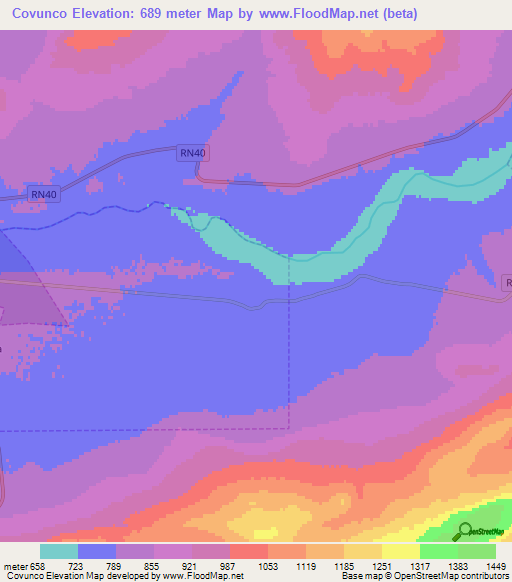 Covunco,Argentina Elevation Map