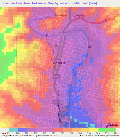 Cosquin,Argentina Elevation Map