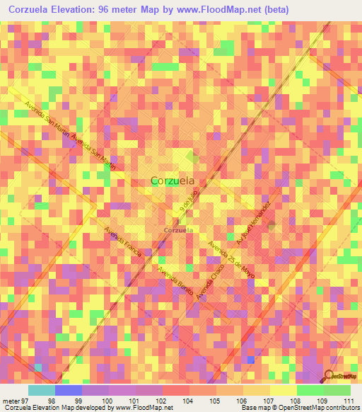 Corzuela,Argentina Elevation Map