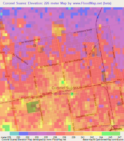 Coronel Suarez,Argentina Elevation Map