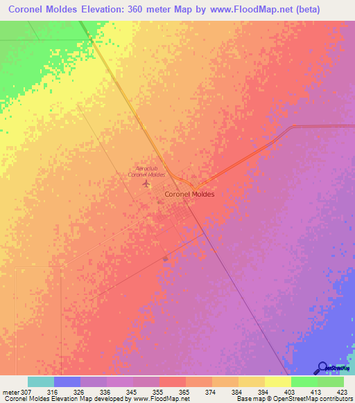 Coronel Moldes,Argentina Elevation Map