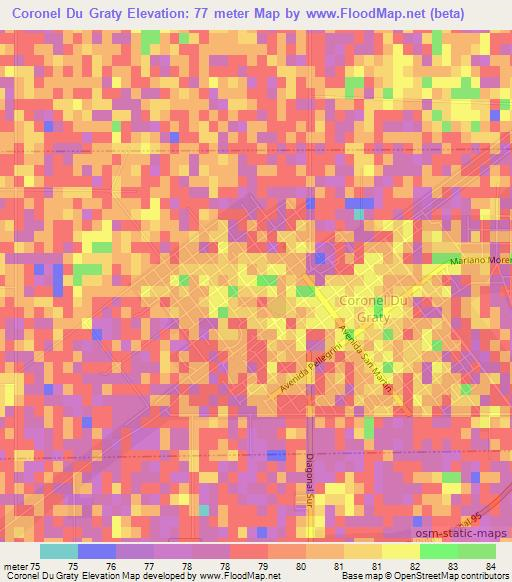 Coronel Du Graty,Argentina Elevation Map