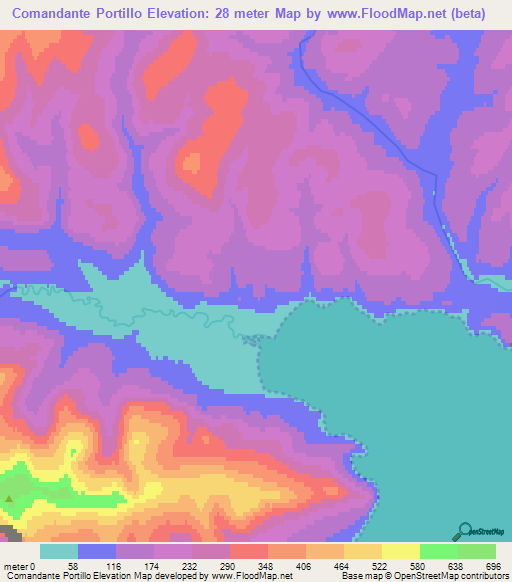 Comandante Portillo,Argentina Elevation Map