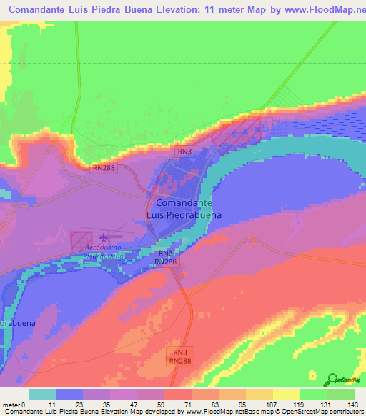 Comandante Luis Piedra Buena,Argentina Elevation Map