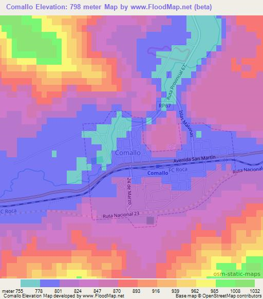 Comallo,Argentina Elevation Map