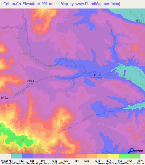 Collun-Co,Argentina Elevation Map