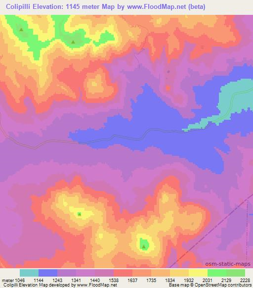 Colipilli,Argentina Elevation Map