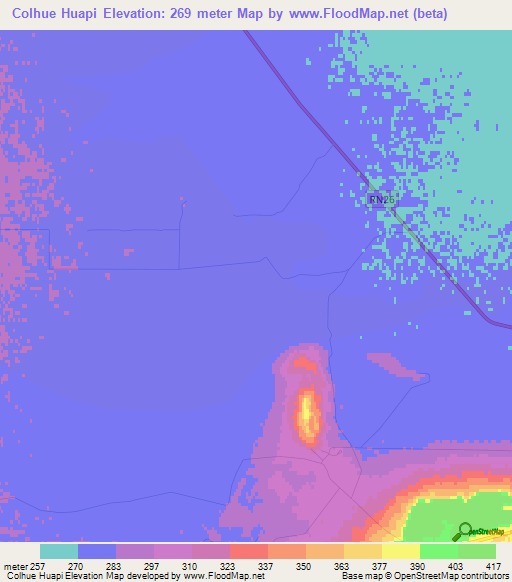 Colhue Huapi,Argentina Elevation Map