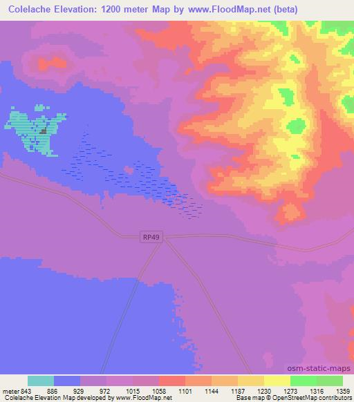 Colelache,Argentina Elevation Map