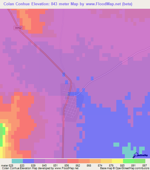 Colan Conhue,Argentina Elevation Map