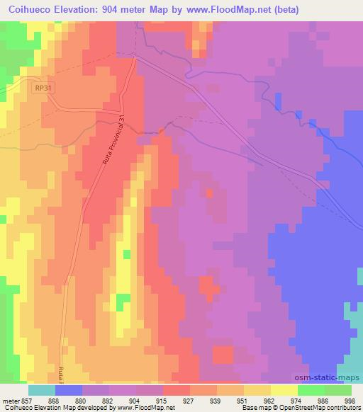 Coihueco,Argentina Elevation Map