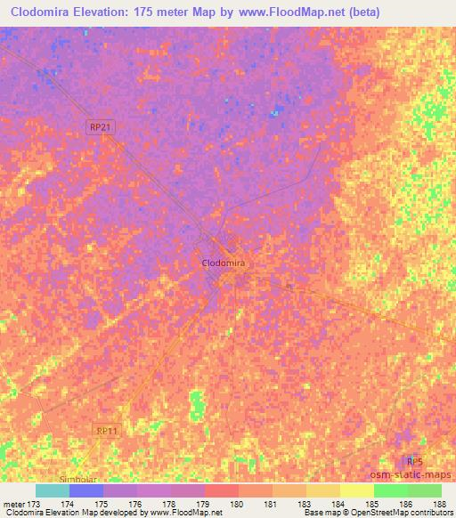 Clodomira,Argentina Elevation Map