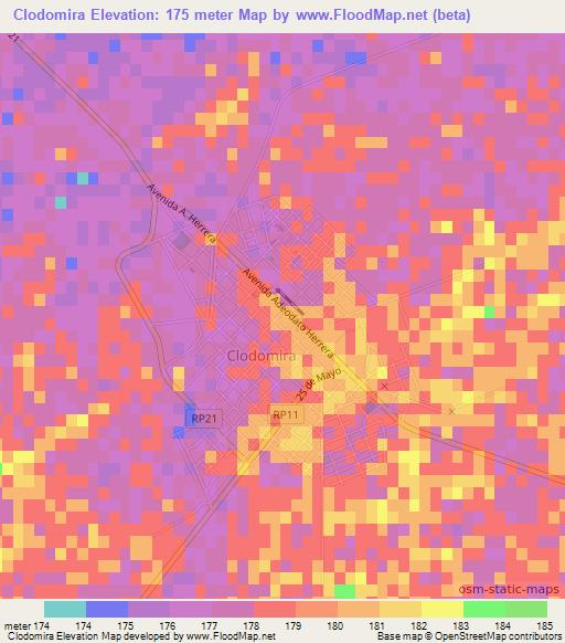 Clodomira,Argentina Elevation Map