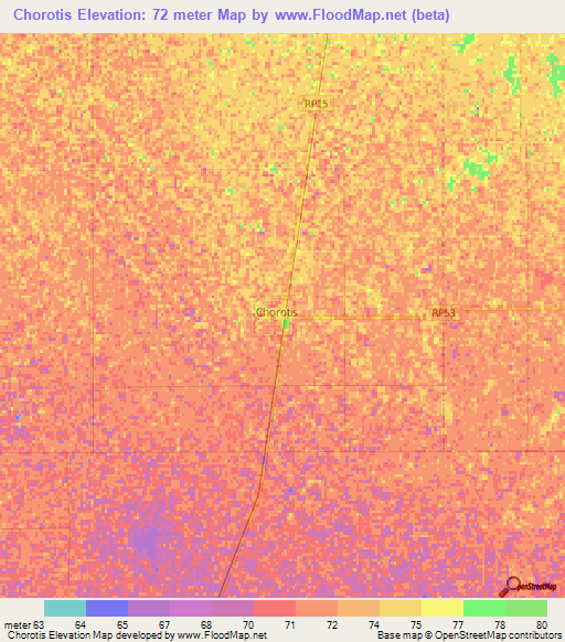 Chorotis,Argentina Elevation Map