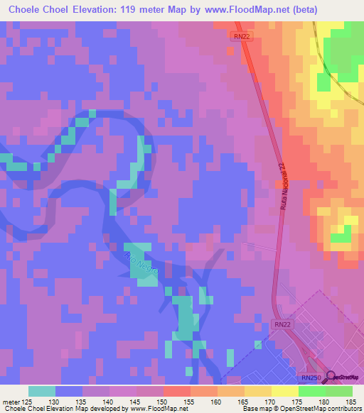 Choele Choel,Argentina Elevation Map