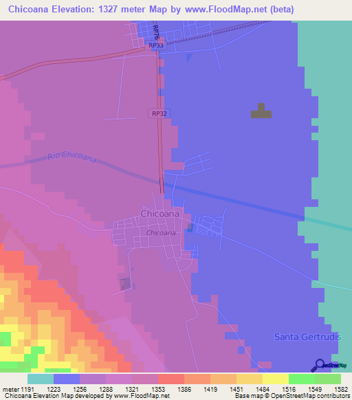 Chicoana,Argentina Elevation Map