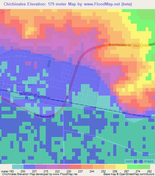 Chichinales,Argentina Elevation Map