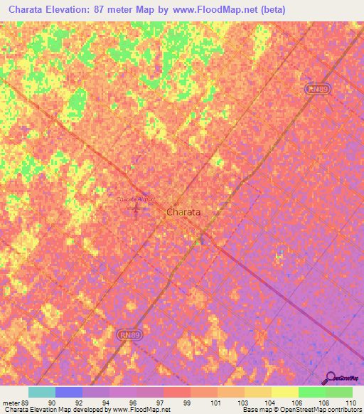 Charata,Argentina Elevation Map