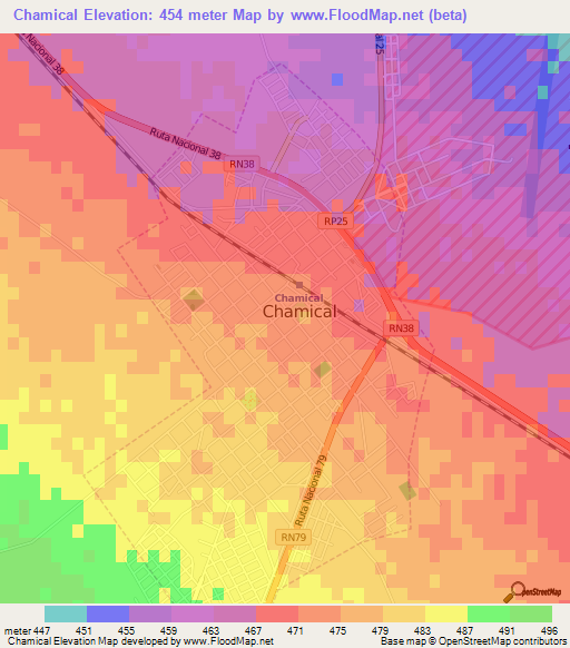 Chamical,Argentina Elevation Map