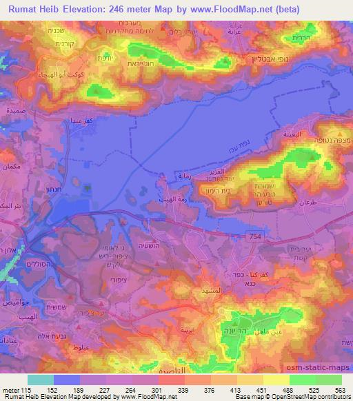 Rumat Heib,Israel Elevation Map