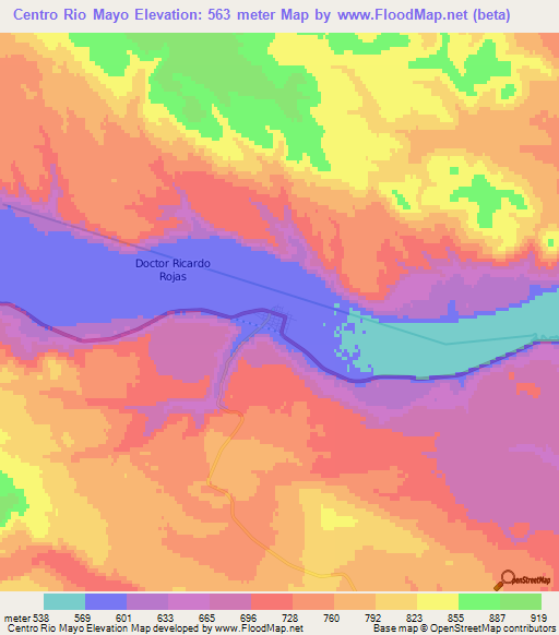 Centro Rio Mayo,Argentina Elevation Map