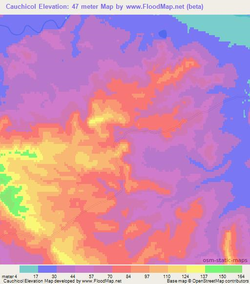 Cauchicol,Argentina Elevation Map
