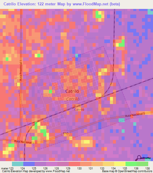 Catrilo,Argentina Elevation Map
