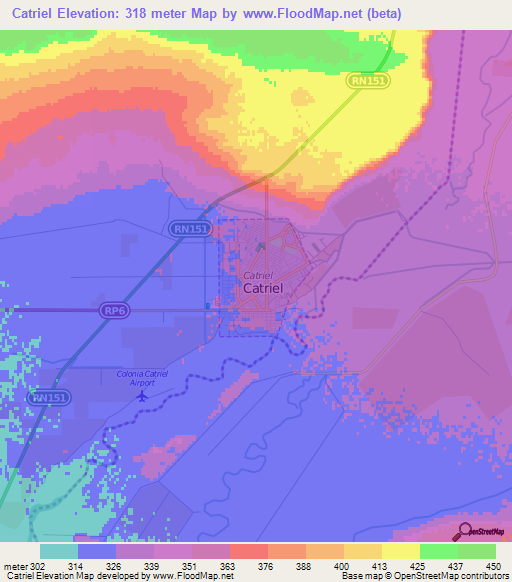 Catriel,Argentina Elevation Map