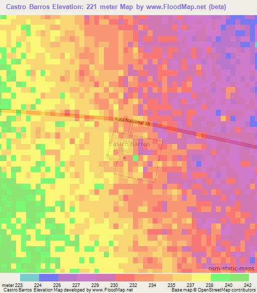 Castro Barros,Argentina Elevation Map
