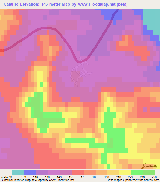 Castillo,Argentina Elevation Map