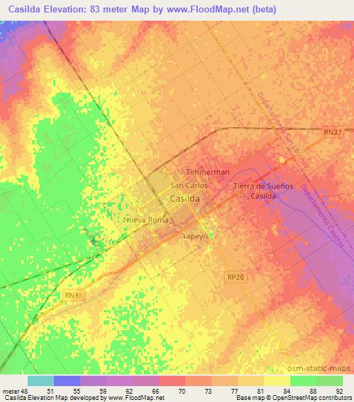 Casilda,Argentina Elevation Map