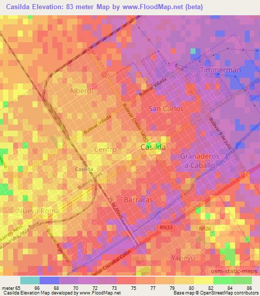 Casilda,Argentina Elevation Map