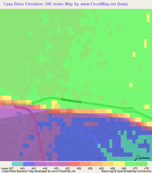 Casa Riera,Argentina Elevation Map