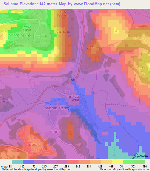 Sallama,Israel Elevation Map