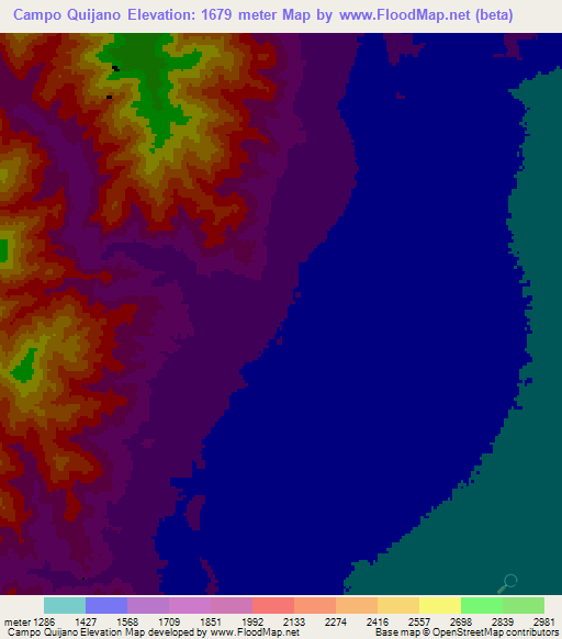 Campo Quijano,Argentina Elevation Map